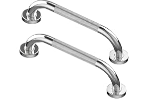 Howdah Agarraderas Baño 30 CM - Barra de Agarre de Acero Inoxidable Cromado, Asa de Ducha, Con Patrón Antideslizante - 2 Piezas
