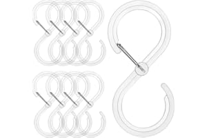 Draftor S Shaped Hooks - Heavy Duty Plastic S Hooks with Safety Buckle Design for Hanging Plants, Lights, Kitchenware, Pans, Pots, Utensils, Clothes, Towels