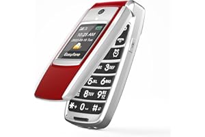 Easyfone T300 4G Téléphone Clapet Portable Débloqué avec Grandes Touches (Écran HD de 2,4 Pouces - Touche d'Assistance - 2.0 MP - Station de Charge) (Noir)