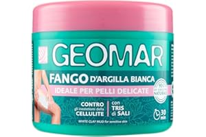 GEOMAR | Fango D'Argilla Bianca, Contro gli Inestetismi della Cellulite, per Pelli Delicate, 95% di Origine Naturale Con Tris Di Sali (Sale Marino, di Epsom e del Mar Morto), Made in Italy, 600 g