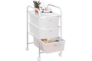 IDIMEX Badregal Rollwagen Rollcontainer GINA, mit 3 transparenten Schubladen und Metallgestell in weiß lackiert