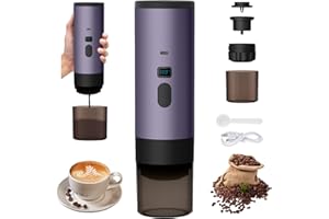 Carziyer Cafetiere Portable,Machine à Expresso Portable à Piles 72w,CafetièRe à Capsules 3 En 1,Chauffage Intelligent 90°C,90ml,Pour Les Voyages Ou Le Camping (Violet)