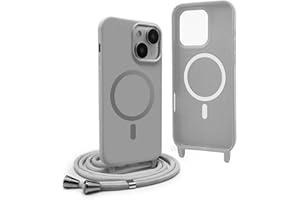 YFSYLL Handykette Hülle für iPhone 13 Mini mit Band,Magnetische Silikon Handyhülle Kompatibel mit MagSafe,Handyhülle für zum Umhängen Einstellbar und Abnehmbar - Grau