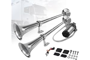 CISSIYOG 12v Klaxon Voiture, 150db Trompette Tracteur(Deux Paquets),Le DiamèTre De 450 Mm Convient à Une VariéTé De ModèLes Pour Voiture Camion Tracteur Moto Et Bateau Etc