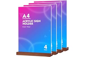 SOYIRI Lot de 4 x A4 Présentoirs de table Forme de T,Support pour Menu en Acrylique Transparent pour les, les restaurants,Menus