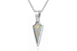 MERTTURM Collier pour Homme œil D'Horus, Pendentif Croix Égyptienne Ankh, Symbole de Protection, Chaîne pour Homme, Bijoux en Acier Inoxydable + Fibre de Carbone, Pendentif Pointe de Flèche Spearpoint