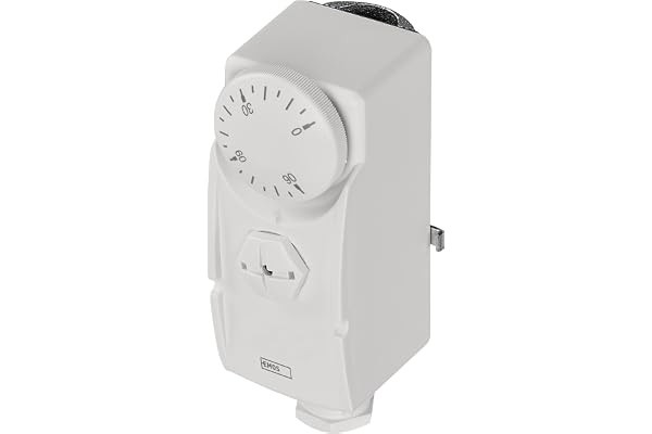 EMOS Monteringstermostat med knopp och skruvfjäder, analog rörtermostat för uppvärmning och kylning, inställningsområde 0 °C till 90 °C, 3,8 x 5,4 x 10,5 cm