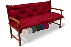 Beautissu Coussin Banc de Jardin Flair BR - Coussin Exterieur Jardin, terrasse, Balcon – Matelas Exterieur Confortable - 100x50x50 cm - Rouge