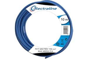 Electraline 13231 Cavo Unipolare FS17, Sezione 1 x 4 mm², Blu, 10 m