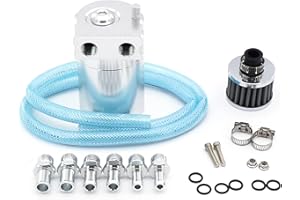 Fuworance Oil Catch Can Auto, 300ml Huile Catch Can Réservoir D’huile de Moteur de Voiture Avec Filtre de Respiration Baffled Alliage D’aluminium Argenté Universel