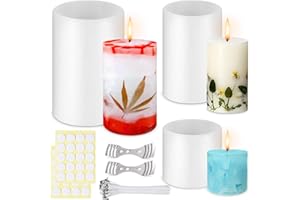 TCCYDM 3 Stück Kerzenform Silikon Rund, kerzen formen silikon, Kerzen Gießform, Silikonform Für Kerzen mit Kerzendocht, DIY Silikonform für Handwerk Ornamente Duftkerze Handgemachte Seife
