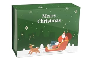 CHARMGIFTBOX Surprise Gift Box with Lid for Christmas, 8.2x7.1x2.9inches Green Gift Boxes for Presents, Foldable Magnetic Gift Box, Suitable for Christmas Wrapping