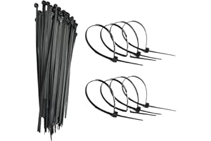 D.A.Y. REPUBLIC 100 Black Nylon Zip Ties - 2.5 x 100mm, Strong Hold, 4" Self Locking Cable Ties, Weather Proof Small Tie Wraps, Ideal for Homes, Garden, Office, DIY, Plastic Ties for Cable Management (100)