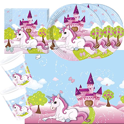 37-teiliges Party-Set Einhorn - Unicorn - Teller Becher Servietten Tischdecke für 8 Kinder