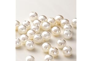 HERZONE Circa 400 perline color avorio per fai da te, 10 mm, rotonde, per creazione di gioielli, artigianato, decorazioni (bianco crema - 10 mm)