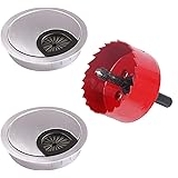 HO2NLE 2Pcs Desk Grommet with Saw Computer Grommet 60mm for Desk Table Cable Tidy Metal Wire Hole Cover Wire Organizer for Ho