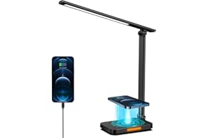 Lastar Desk lamp, LED Desk lamp with Wireless Charging, USB Charging Port, Memory Function, Touch Control, 5 Color Modes, Eye Protection, 5 Brightness Levels, Table lamp