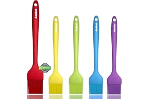 Anaeat High Heat Resistant Silicone Basting Pastry Brush Set of 5- Hygienic One-Pieces Design Spread Oil Butter for BBQ Grill Barbecue Baking Kitchen Cooking - BPA Free & Dishwasher Safe