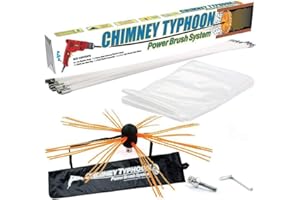 S4U Chimney Typhoon Power Sweeping Set Flexible Nylon Rods & Brush Head Rotary Drill Drive Chimney Kit Flue Cleaner Removes Soot 10 Metre Set – 33 Feet