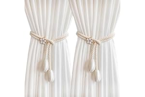 BIPL 4 Stück Vorhang Raffhalter, Boho Raffhalter für Vorhänge, Gardinenhalter Raffhalter, Curtain Rope Buckle, Baumwollseil Handgewebt Vorhang Halter, zur Dekoration von Wohnzimmer Büro und Schlafzimmer
