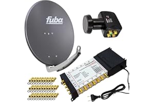 PREMIUMX Premium X Satelliten-Komplettanlage Fuba DAA 780 A Satellitenschüssel Alu Anthrazit 5/12 Multiswitch LNB F-Stecker, 1 SAT 12 Teilnehmer