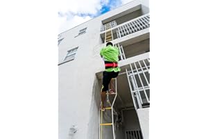 ‎ISOP ISOP Feuerfeste Rettungsleiter 10m für Häuser mit 3 Stockwerken - Brandschutzleitern mit Haken und Sicherheitsgurt - Schnell zu Installieren und Einfach zu Verwenden