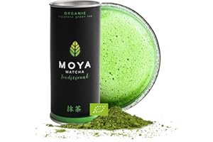 Moya Matcha Thé biologique 100% thé vert japonais en poudre | 30g de Matcha Traditional Très Haute Qualité(II) | 100% Agriculture certifiée BIO | Récolté dans la région d’Uji