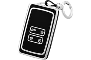 OFF WE GO Custodia Chiave per Renault Guscio Auto Copertina Chiave Macchina per Clio Espace Dacia Duster Megane Kadjar Arkana TPU Guscio Cover con Portachiavi Custodia Telecomando Cancello, Nero