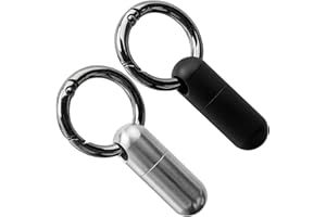 ANBOO 2 sztuki, mini pojemnik na tabletki, z czystego tytanu, breloczek do kluczy, wodoszczelne, metalowe, pudełko na tabletki, do podróży, z kółkiem na klucze, do podróży na świeżym powietrzu (czarny