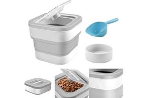 OBOVO Récipient de stockage de nourriture pour animaux domestiques, 5 kg/12,5 L, pliable, pour nourriture pour chat et nourriture pour oiseaux