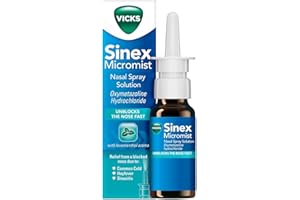 Procter & Gamble Vicks Nasal Spray, Sinex Micromist Decongestant Nose Spray For Blocked Nose With Oxymetazoline, Unblocks The Nose Fast, Blocked Nose Relief, Cold Virus Blocker, Menthol Aroma, 15 ml