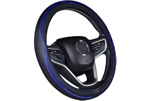 Coprivolante In Pelle Microfibra 38cm - Nero Blu, Antiscivolo, Per Auto