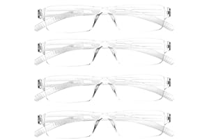 ‎COJWIS COJWIS 4er-Pack Rahmenlose Lesebrille für Damen und Herren Leicht und Bequem Anti Blaulicht Lesehilfe /TR90 Brille (4 Transparent, 1.50, multiplier_x)