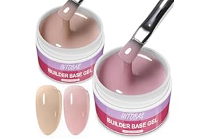 INTOBAS Kit Gel Ricostruzione Unghie 3 IN 1-Gel Per Unghie UV Costruttore Monofasico-Nudo e Rosa-2 * 15g-Base Media Densità-Autolivellante-Per Acrigel Ricostruzione Unghie, Extension,Restauro