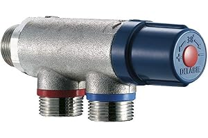 régulateur thermostatique - premix compact - mâle 20 x 27 - clapets anti-retour incorporés - delabie 733020