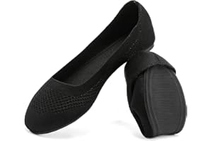 Jifenkla Ballerinas Damen Flache Atmungsaktive Schuhe Knit Kleid Runde Zehe Loafer Slip On Walking Ballerina Sommerschuhe Niedriger Weich