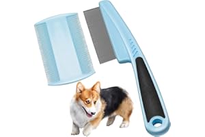 ERUINFANG 2PCS Flea Comb for Cat Dog Fine Teeth Lice Combs Metal Head Pet Comb Tear Stain Remover Combs Grooming Comb for Dogs Cats