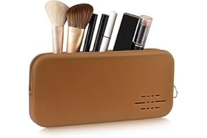 BAERTMY Trousse Maquillage Voyage Rangement Maquillage Organisateur Porte Rangement Pinceaux Travel Essentials Pochette Skincare Aesthetic Etui Pinceau Maquillage Femme Makeup Bag (Brun)