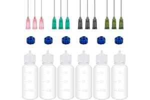 OTCRAFT 6Pcs/Pack 30ml Fine Tip Glue Applicators Set; Plastic Squeezable Dropper Bottles with Needle Tips; Precition Tip Empty Applicator Bottles for Paper Quilling DIY Craft, Acrylic Painting