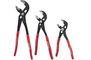 HOUSERAN Set di 3 pinze per pompa dell'acqua, pinze per giunti scorrevoli, 30/25/10/7 pollici, pinze per giunti scanalati, pinze con impugnature rosse, pinze CRV a linguetta e scanalatura per presa,