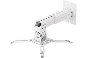 ONKRON Halterung Beamer Decke & Wand für Projektor bis zu 10 kg, Beamer Wandhalterung schwenkbar, neigbar, höhenverstellbar/universal Projektor Deckenhalterung verstellbar Weiß K3A-W