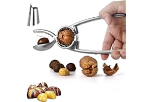 JOKRESTY Nutcracker Tool Chestnut Cutter,2 in 1 Chestnut Pliers Funnel Walnut Pliers,Stainless Steel Chestnut Opener Heavy Duty Multifunctional Walnut Cracker Kitchen Tools for Nuts Pecan