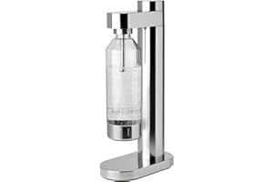 ‎STELTON Stelton Brus Wassersprudler mit flasche, Premium Carbonator für Wasser mit CO2 - Einstellbare Sprudelstärke - Skandinavischem Design, Edelstahl