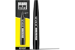 SEVICH Beard Pencil Filler for Men Black,Unique 4-Tip Beard Pen Resistant,Instantly Fills Sparse Areas & Covers Gaps,Waterproof & Sweat-Resistant,Natural Effects