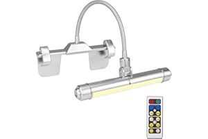 HONWELL Lampada per quadri wireless ricaricabile con 3 modalità di illuminazione, testina girevole a batteria, telecomando per applique con dimmer selezionabile, Argento