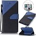 Produktbild LG Stylus 2 Hülle,LG LS775 Leder Case,Sunroyal PU Leder Brieftasche Schutzhülle Tasche Handyhülle Schutz Hüllen im Bookstyle Ledertasche mit Stand Funktion Kartenfächer Magnetverschluss Magnet Etui Schale Schutzhüllen,Retro Schwarz Dunkel Blau Muster Entwurf Flip Klapp Cover Tasche mit Strap Kartensteckplatz Hinterschale Kartenschlitz mit Silikon Kratzfest für LG Stylus 2 LS775/LG G Stylo 2 + HD Super Klare Displayschutzfolie