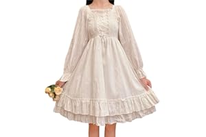 Himifashion Lolita Robe de princesse japonaise à manches longues en dentelle à volants pour adolescentes