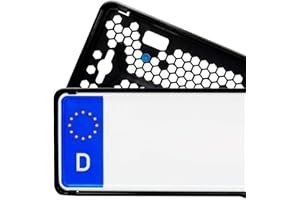 EUROSNAP Kennzeichenhalter Rahmenlos Schwarz 2er Set für Deutschland & Österreich - Inklusive Montageanleitung & Vibrationsdämpfer