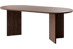 Selsey Tavolo da Pranzo Ovale 90 x 204 cm Ovo, Legno ingegnerizzato, Noce del Wisconsin, 204 cm