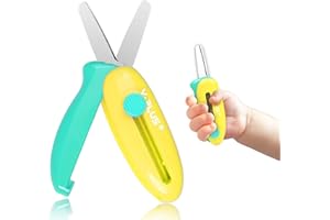 YPLUS Ciseaux de sécurité rétractables pour enfants de 3 à 5 ans, 2 à 4 ans, 1 à 3 ans, jolis ciseaux pour tout-petits d'âge préscolaire, jaune